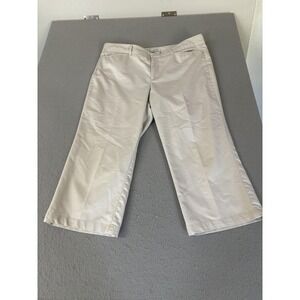 Dockers Metro Capri Pants Womens 14 Beige Mid Rise Curvy Stretch Classic Casual